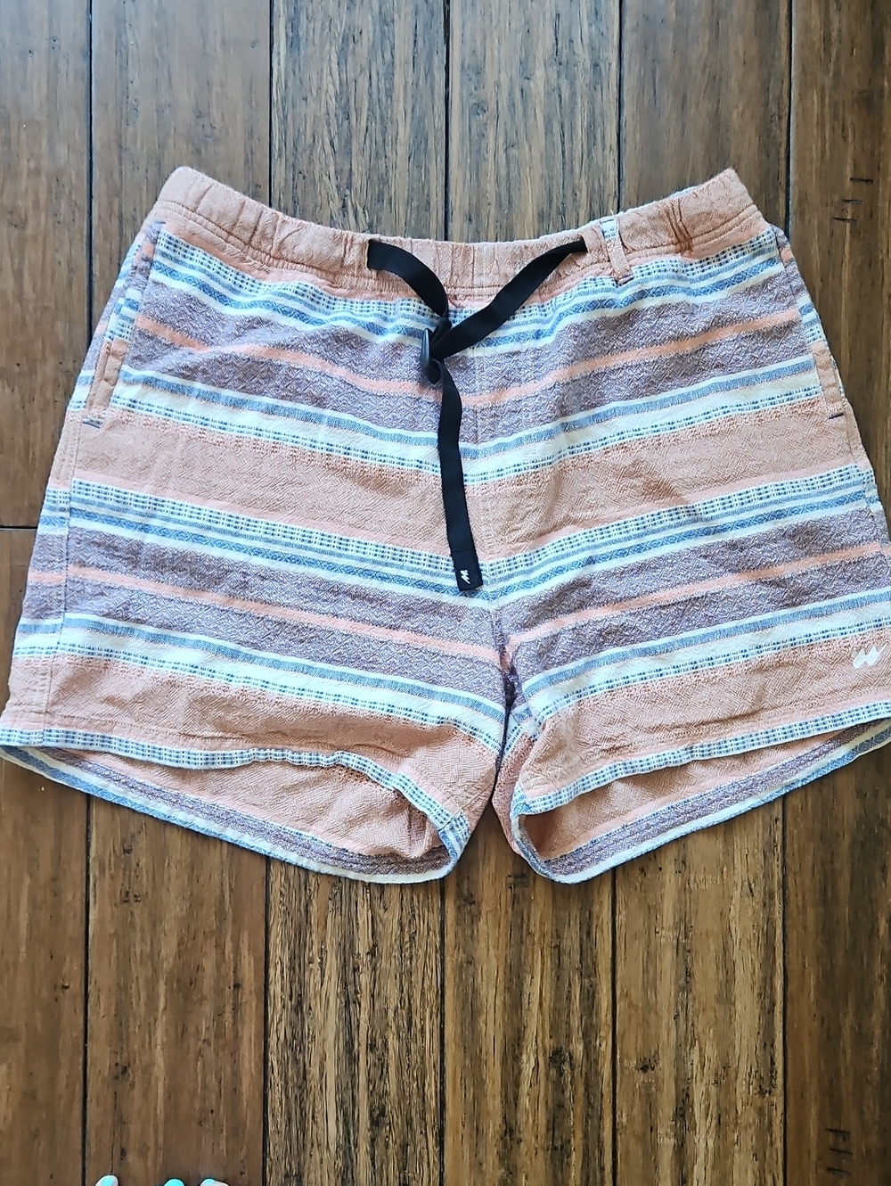 Without Walls Peach, Blue & White Striped Terry Shorts XL